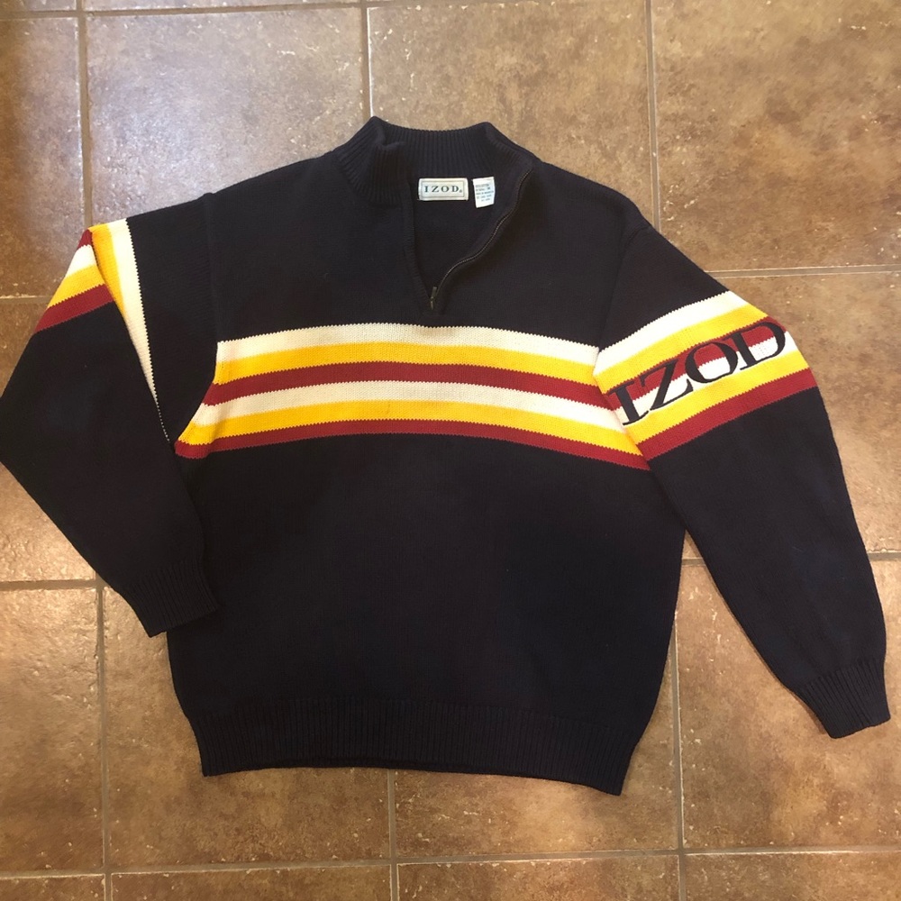 Izod Vintage Sweater Men’s Izod Pull Over Quarter Zip - Picture 1 of 5